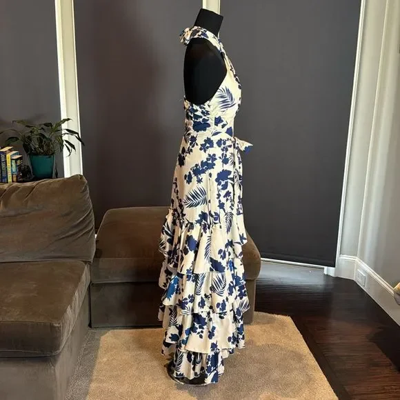 SOLD Women’s Summer Floral Halter Neck Maxi Dress with Ruffles Size L NWOT - Picture 4 of 13